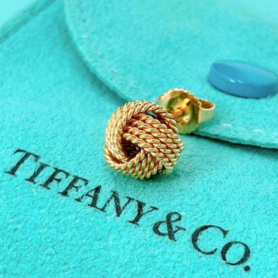 極美品 ティファニー サマセット ボール ノット 片耳 ピアス ゴールド k18