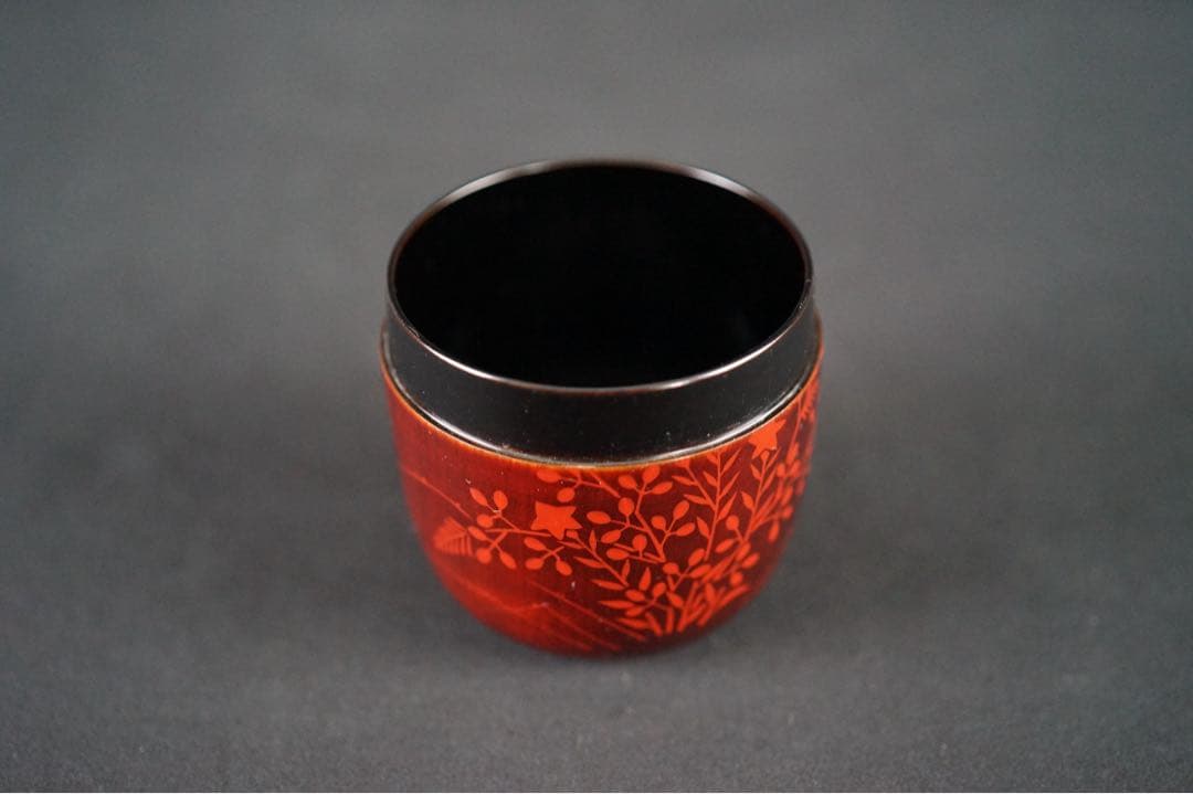 新井司峰 作 秋草蒔絵 松溜塗 大棗 共箱 共布 茶道具