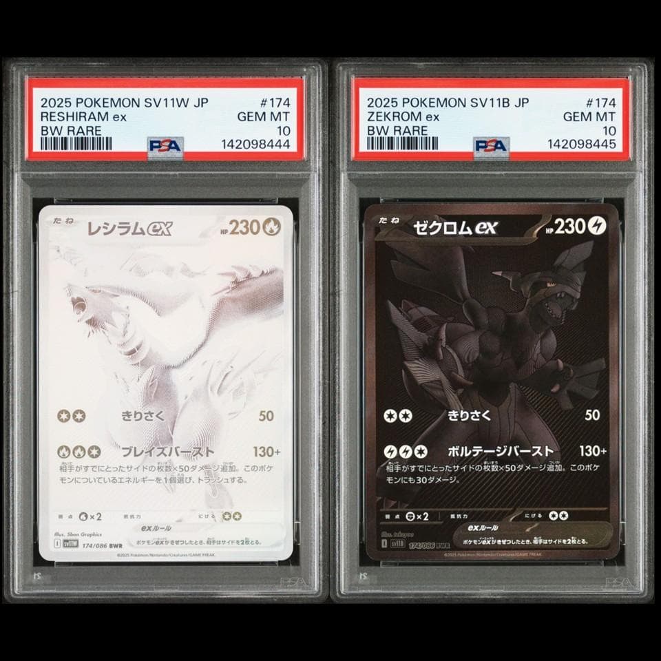 PSA10 連番 レシラムex ゼクロムex BWR 142098444_445