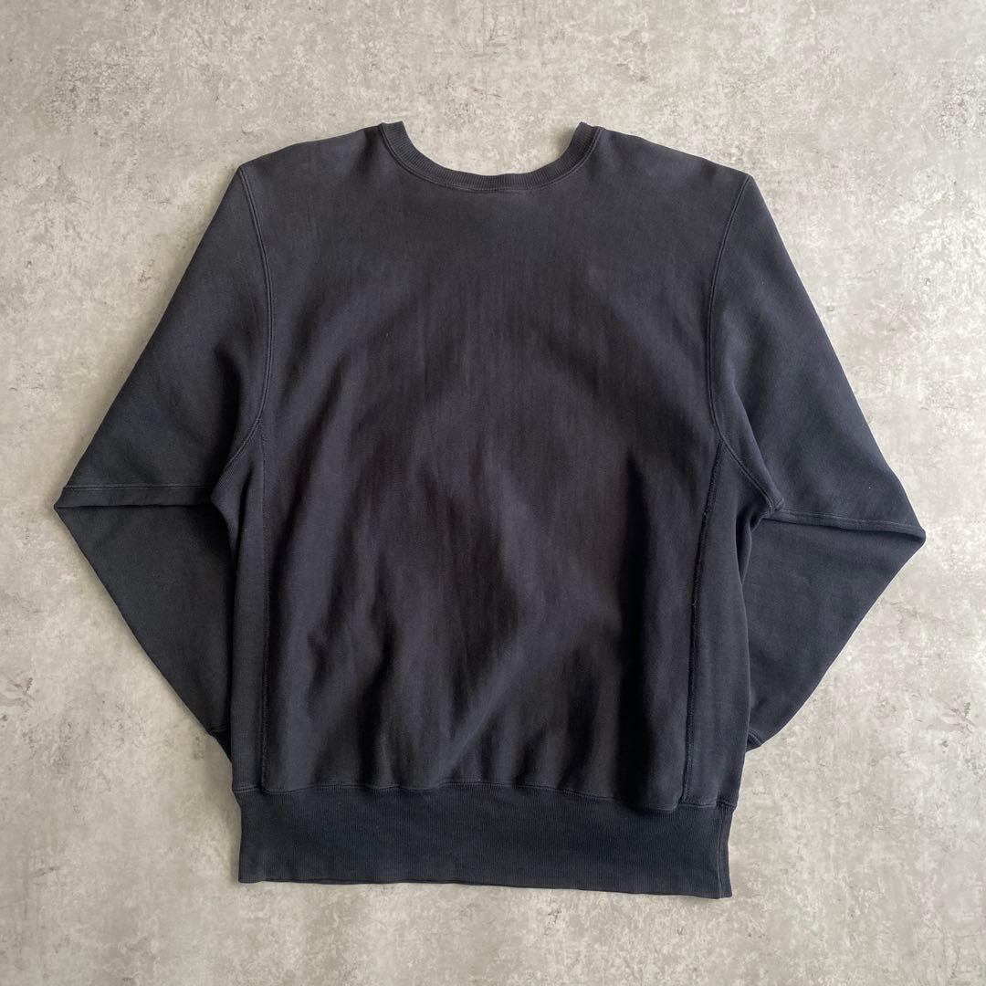 良雰囲気90sチャンピオン目付き無地リバースウィーブUSA製ブラック黒XL