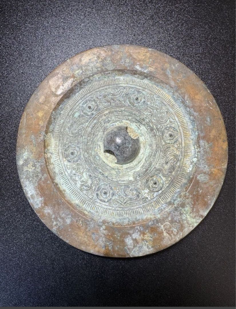 漢代 乳丁神獣 W中国古美術 極細工 工芸品 美術品置物 詳細不明 古鏡