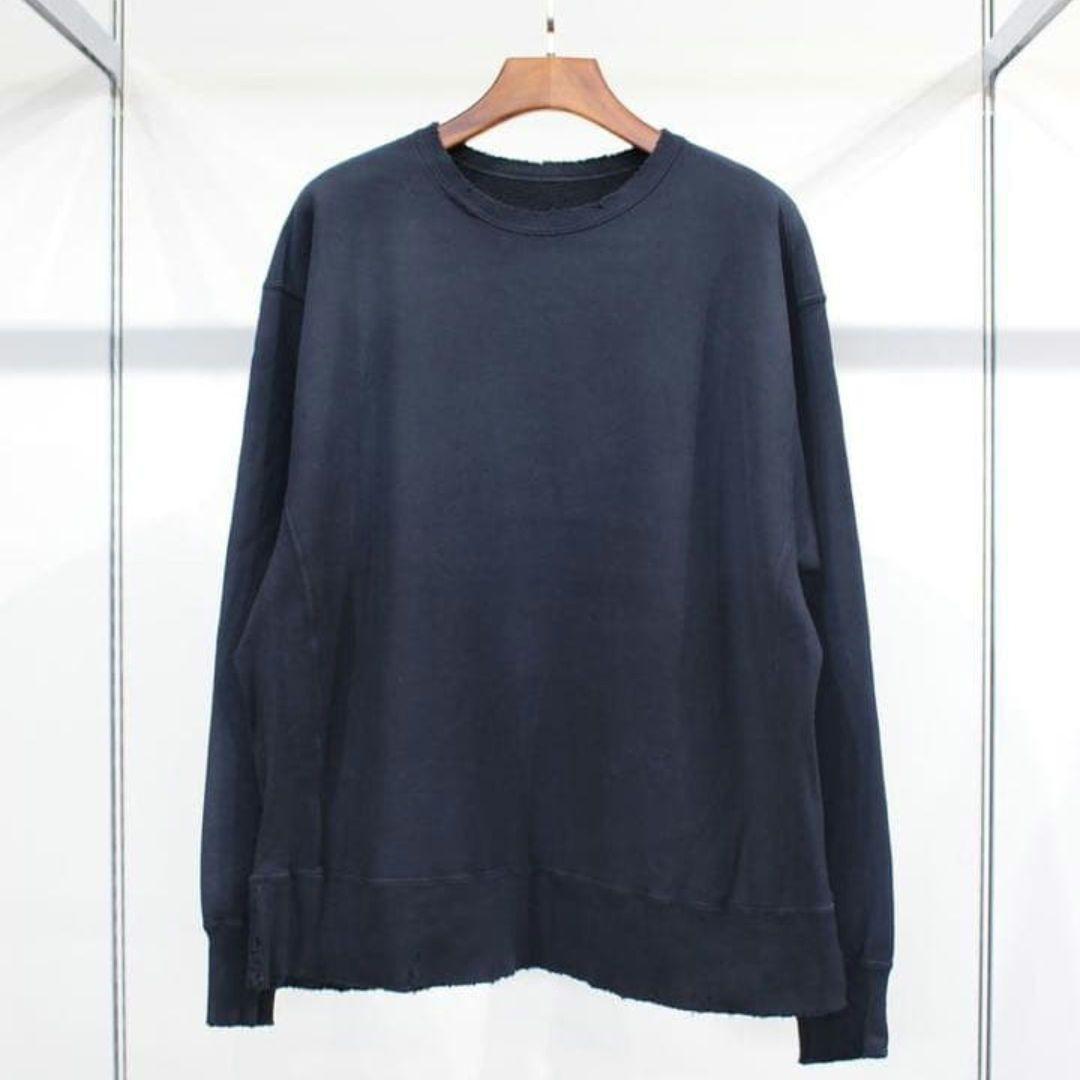 ANCELLM DYED DAMEGE SWEAT SHIRT ネイビー 別注