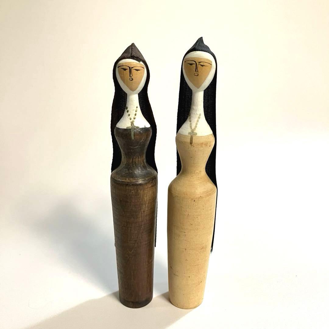 北海道　函館　根本勲　トラピストこけし　修道女　土龍　木彫　人形　民芸　郷土玩具