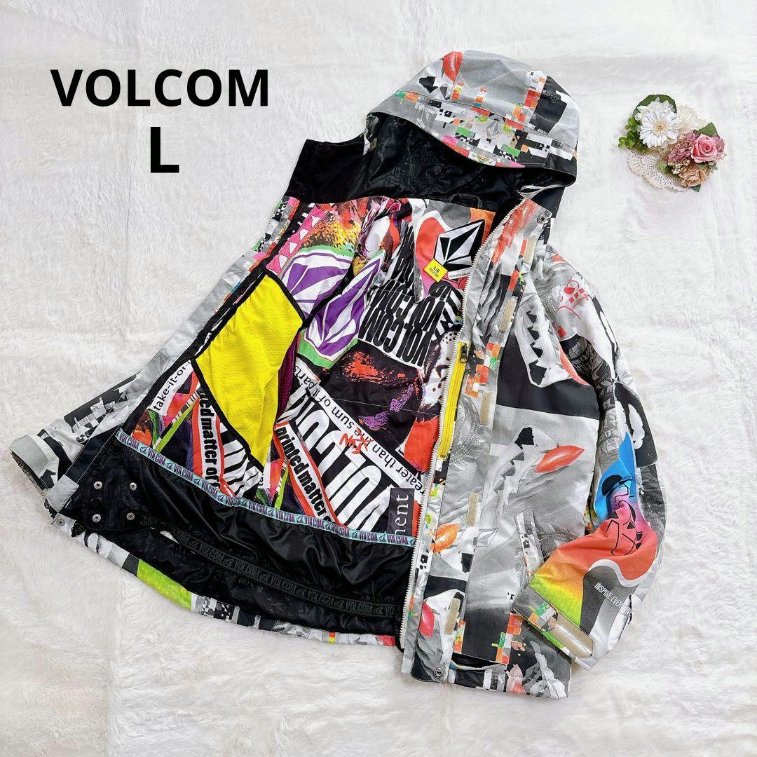 ボルコム スノーボードウェア スキー ジャケット L 総柄 派手 レディース