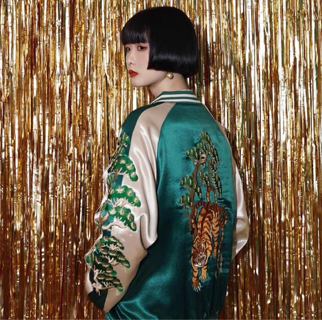 HOTELO スカジャン リバーシブル サテン 虎刺繍