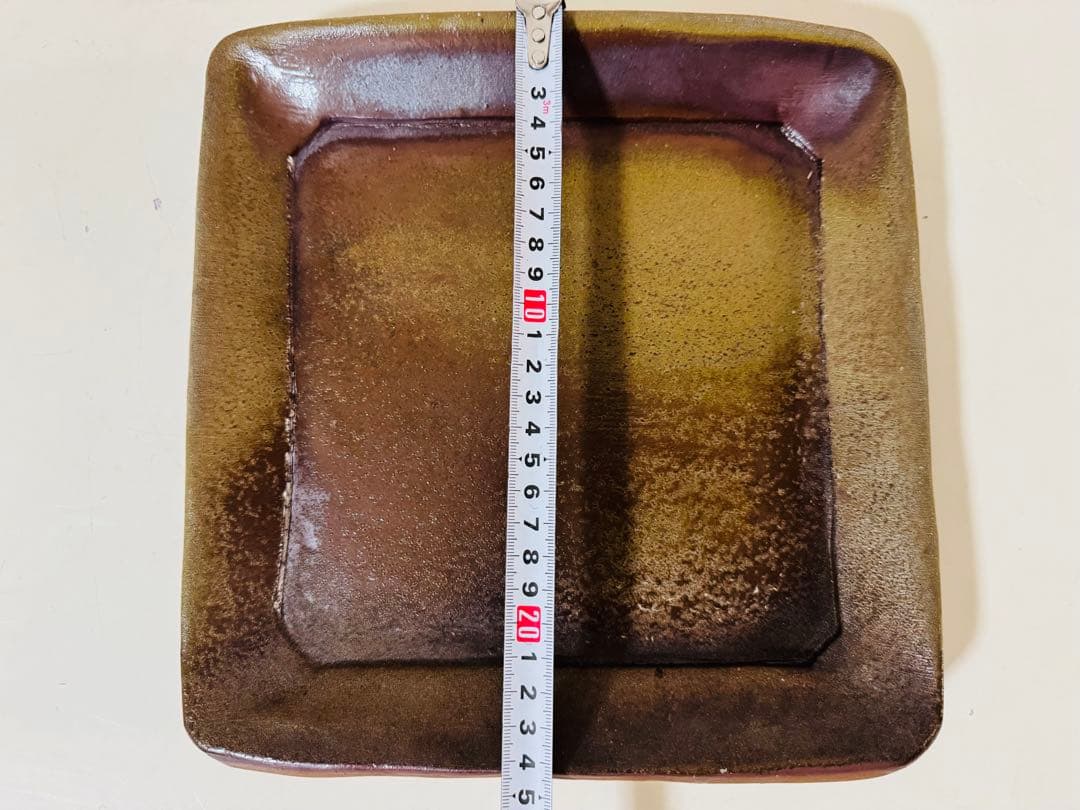 人間国宝 藤原雄 四方皿 共箱 備前