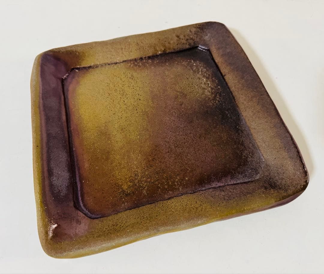 人間国宝 藤原雄 四方皿 共箱 備前