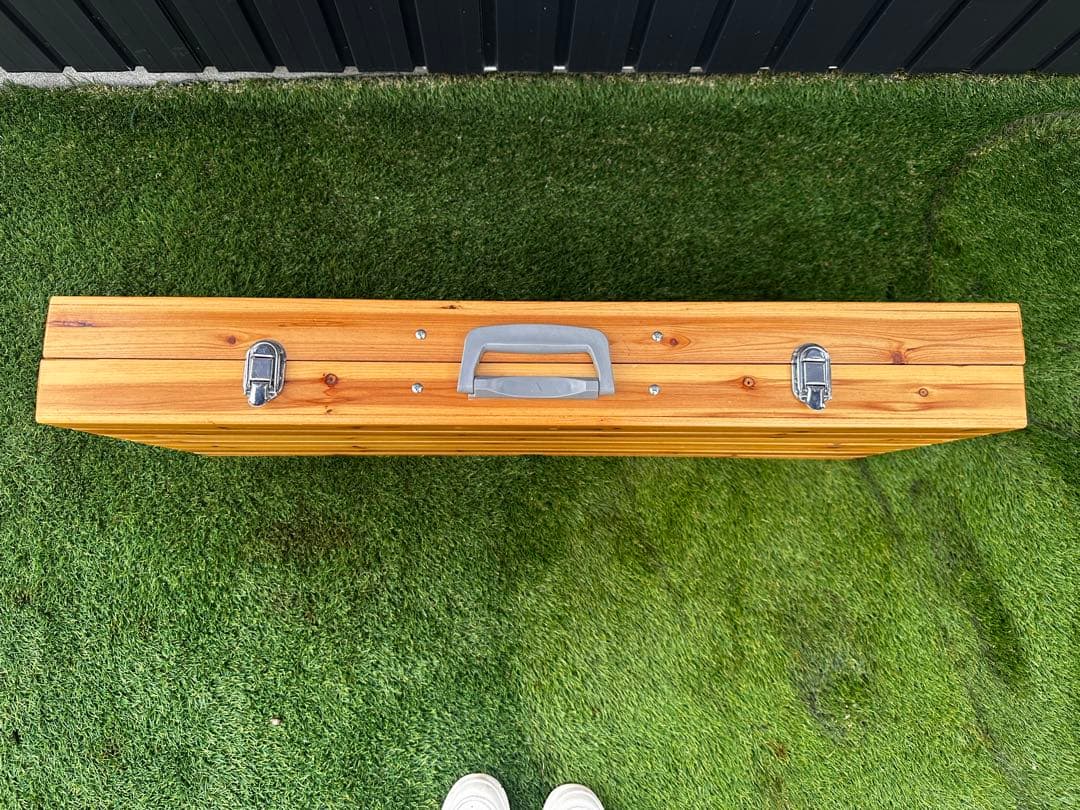 木製　折りたたみアウトドアテーブル　チェア一体型