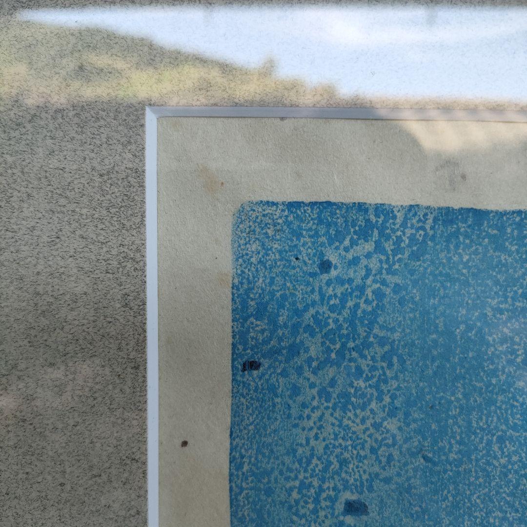 【真作】秋山厳 さくらまんかい 直筆サイン木版画1991 額装 52.5×41