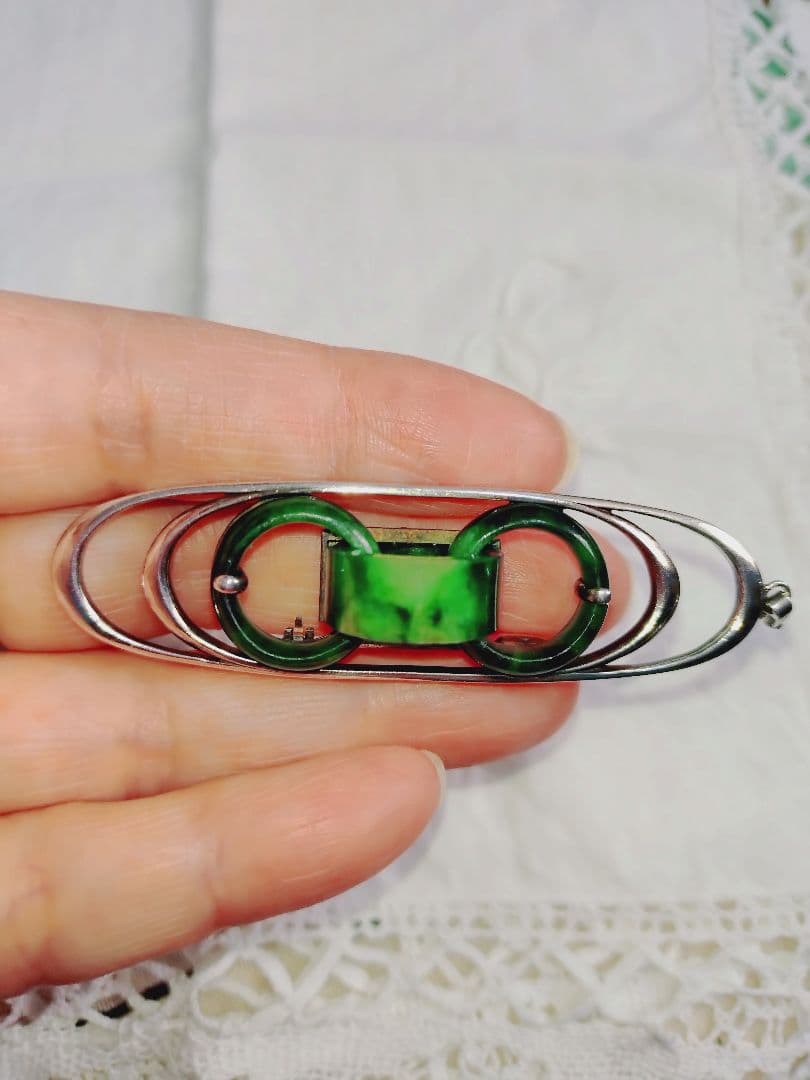 翡翠 ネックレストップ＆ブローチ ２ウェイ シルバー925