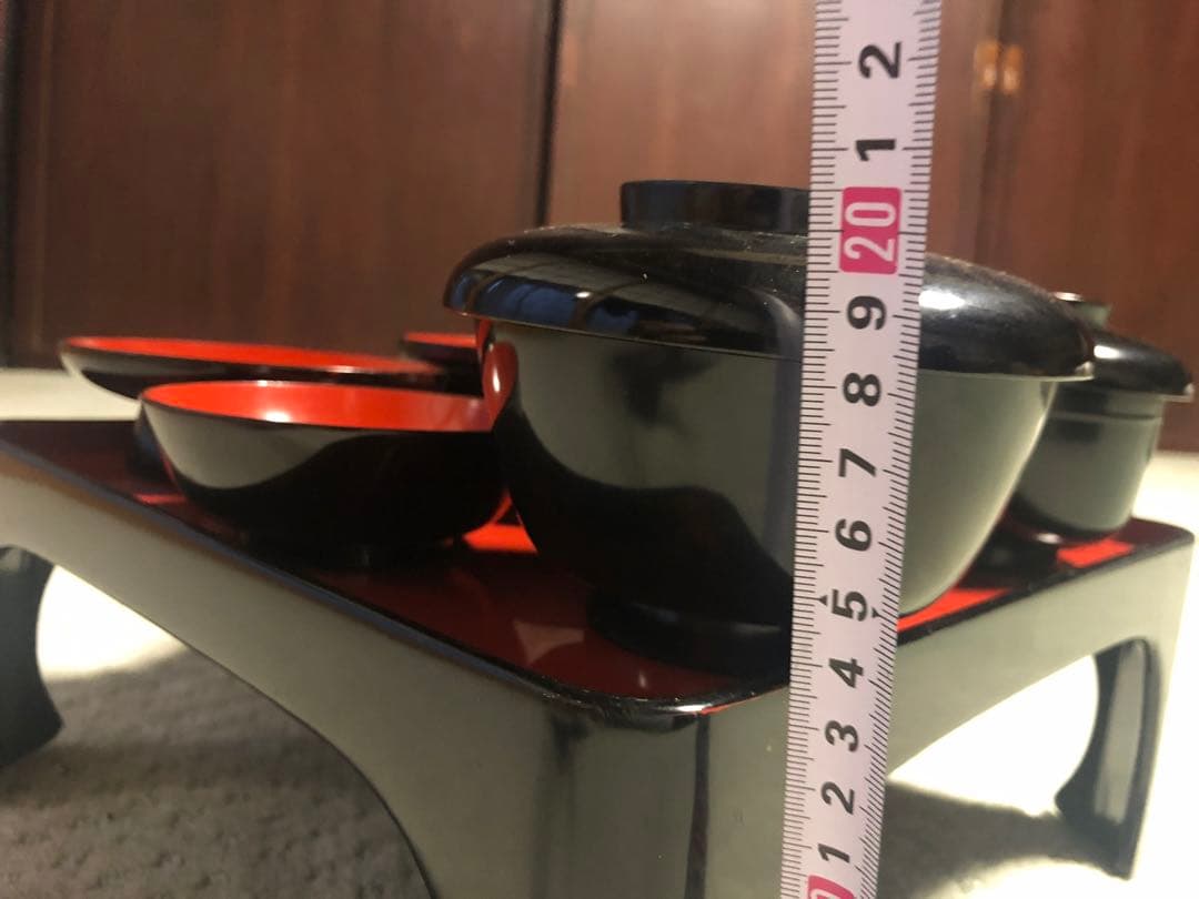 お膳　お椀　5膳　おひつ　しゃもじ　お盆　セット　木製収納箱付き　骨董品