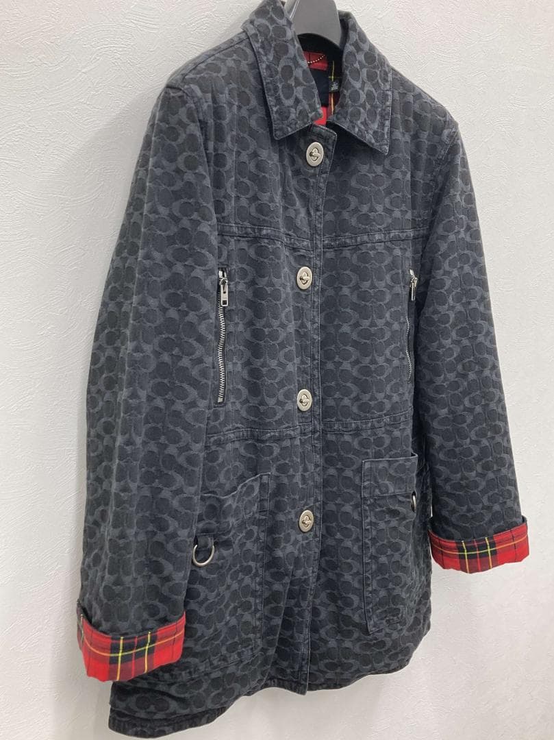 コーチ　シグネチャー ジャカード デニム ボニー コート 黒　170 / 98A