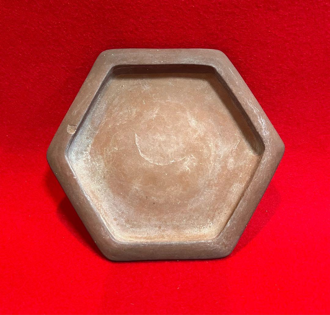 中国美術 梅蘭竹紋樣 中国宜興 紫砂 六角植木鉢 盆鉢