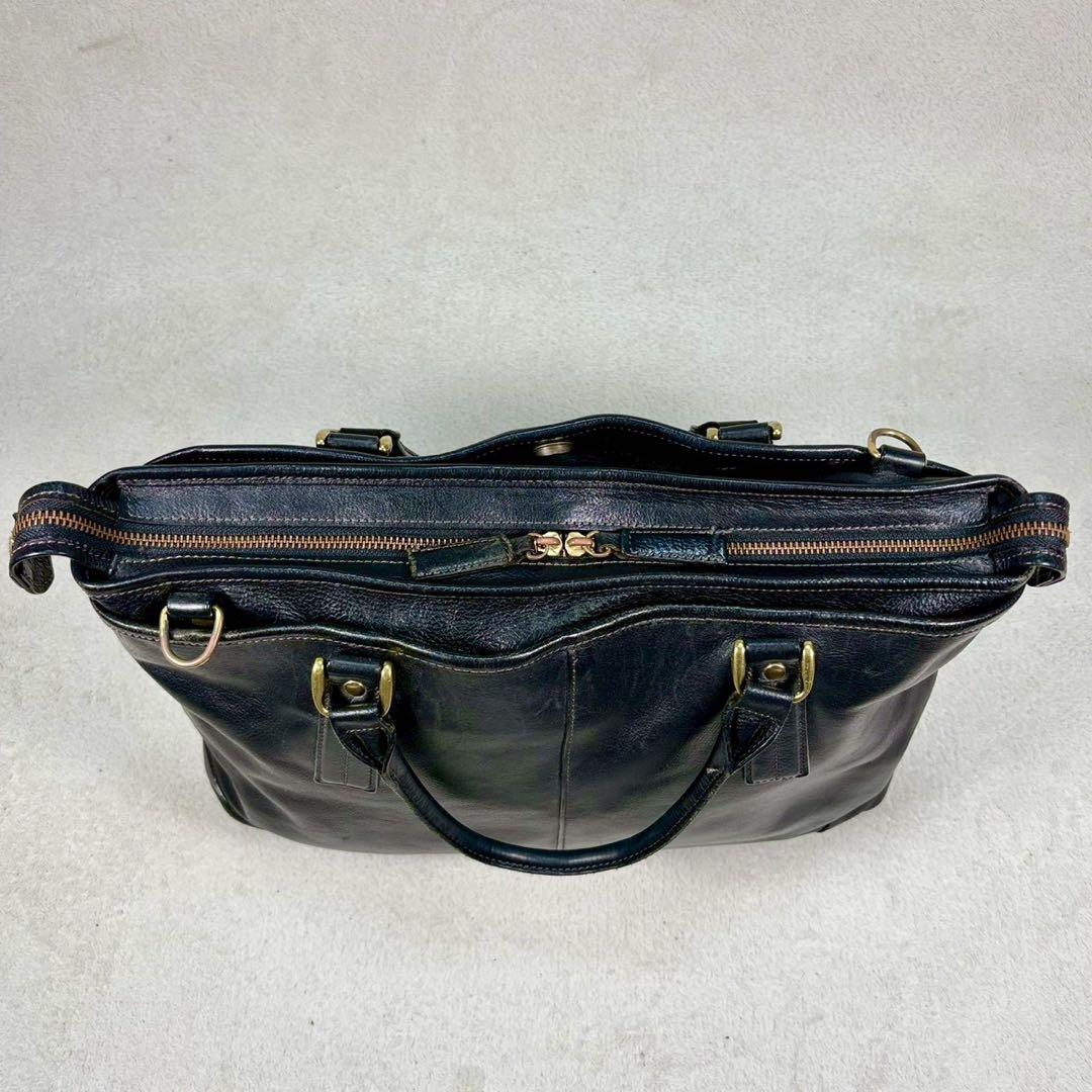 【美品✨】豊岡鞄　本革　ビジネスバッグ　シボ牛革　2way A4収納　ショルダー