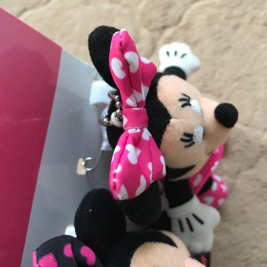 ミニー　ぬいぐるみバッジ　ハート柄　3個セット