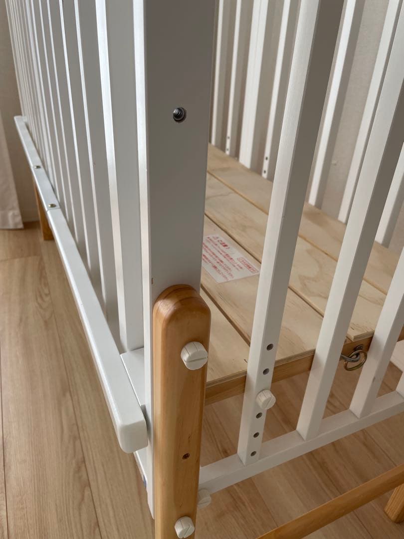 大和屋　そいねーる3 ホワイト　木製ベビーベッド マットス付き