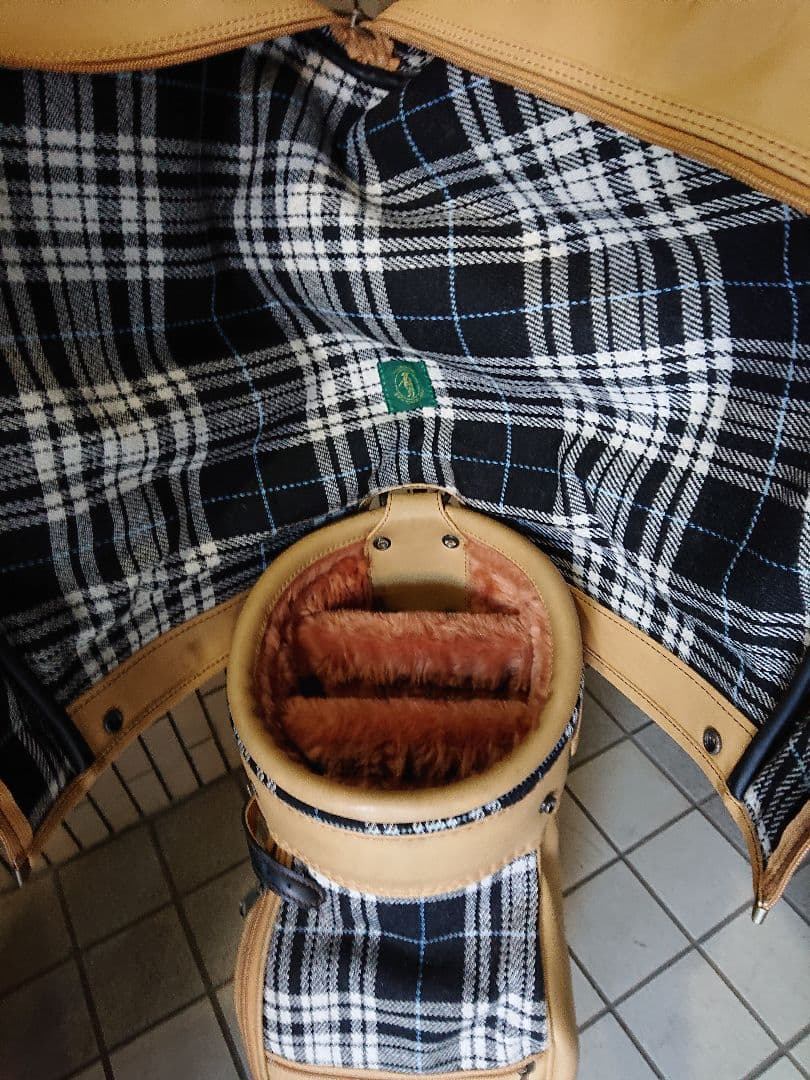 希少 USA キャディバッグ ベージュ チェック柄