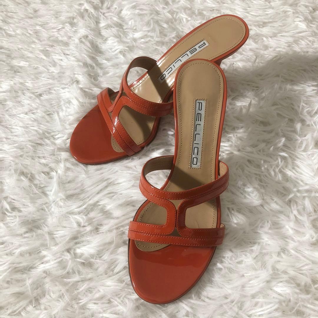 未使用級 ペリーコ ミュール オレンジ ヒール7cm サイズ37