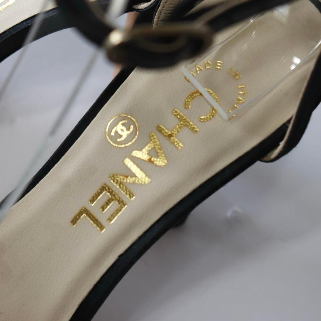 未使用 CHANEL シャネル サンダル リボン ココマーク ブラック 23cm
