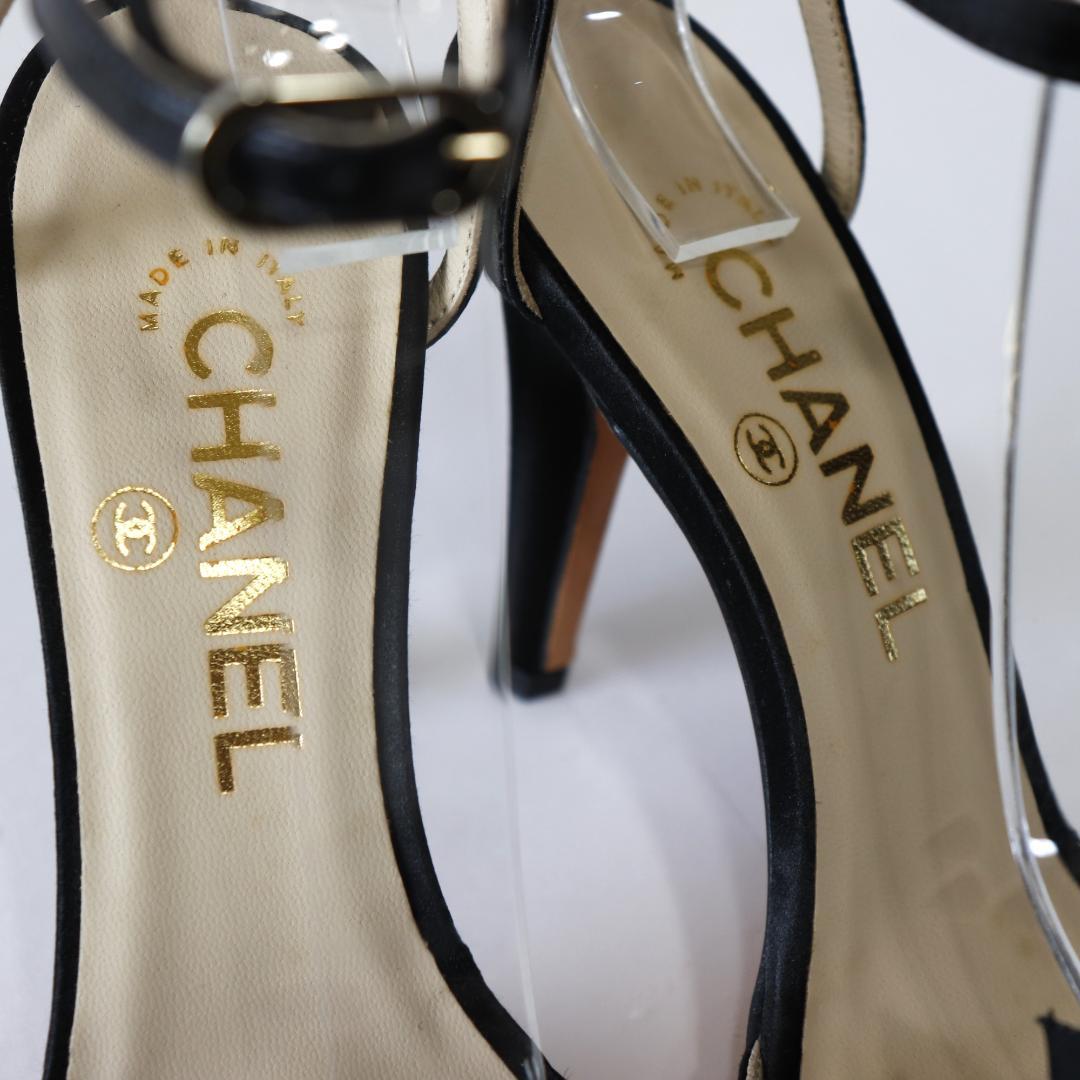 未使用 CHANEL シャネル サンダル リボン ココマーク ブラック 23cm