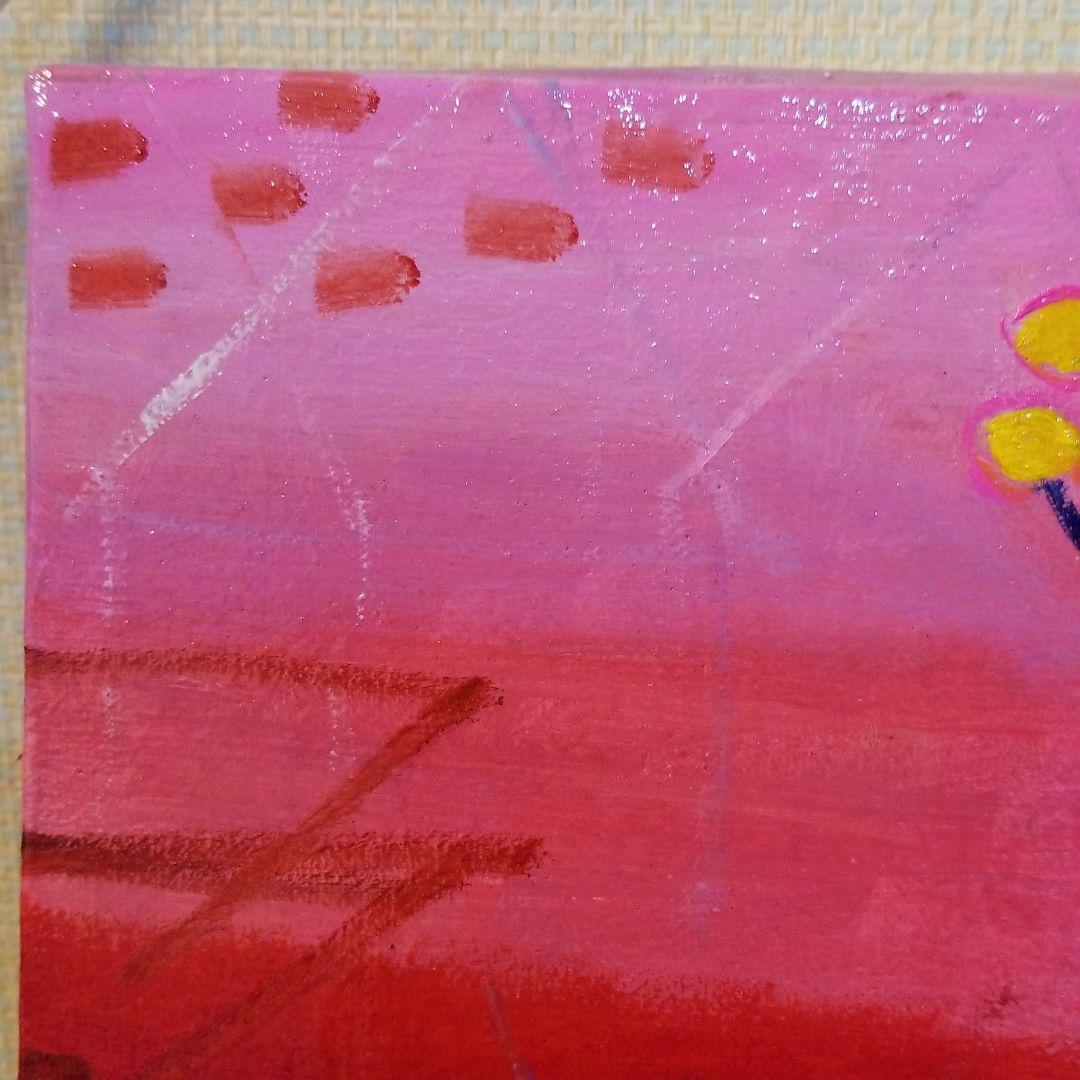 油絵　専用　何度もフラフープに入る鳥