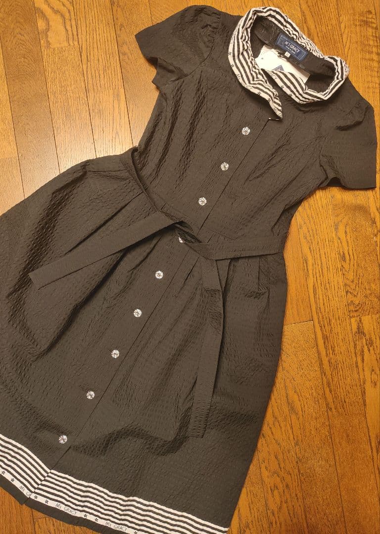 yukiko【エムズグレイシー】縞襟ワンピ【38】