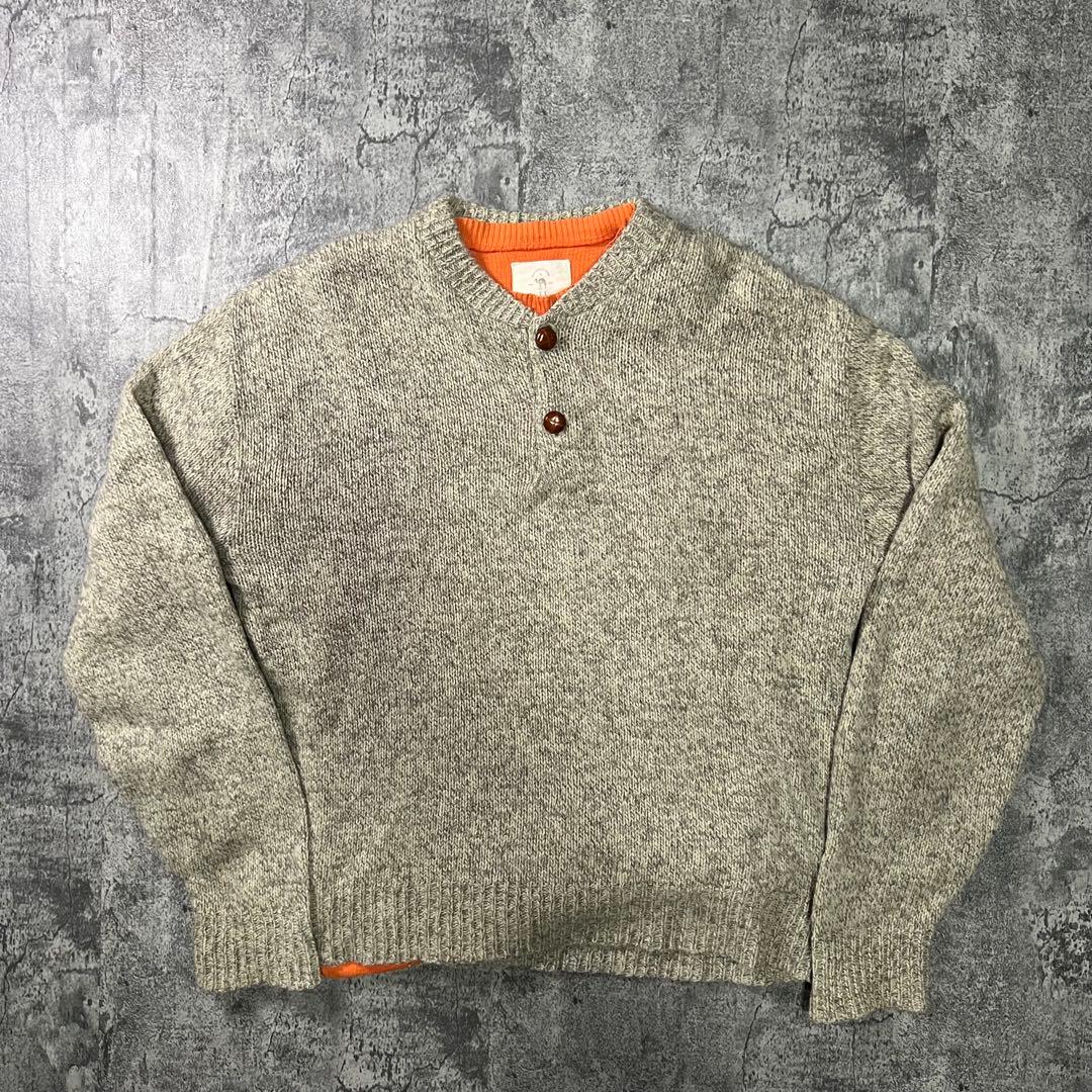 【vintage】希少　USA製　ヘンリーネックニット　グレー　古着　一点物