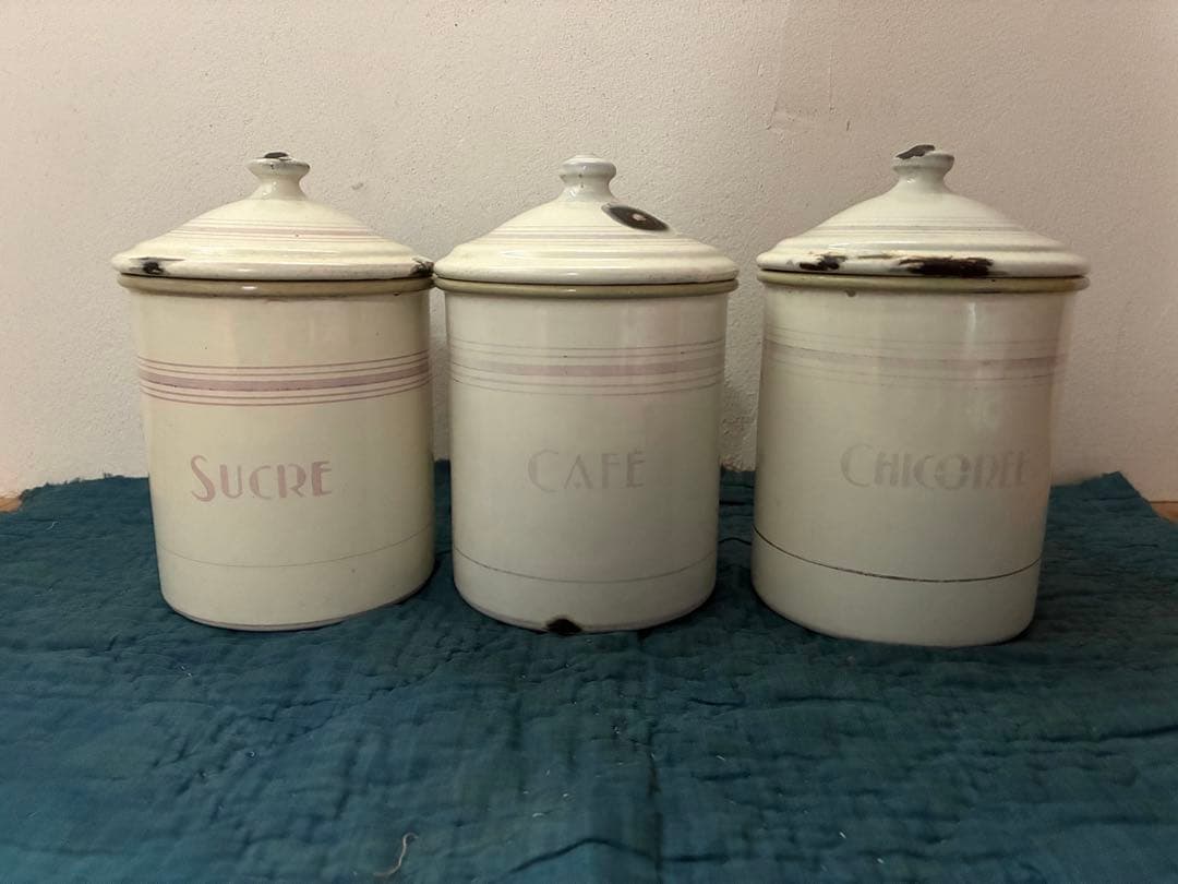 フランス　アンティーク　JAPY ホーロー　キャニスター