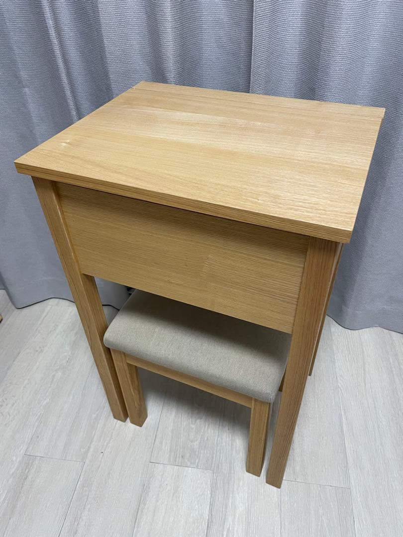 【もざんぬ】MUJI タモ材コンパクトドレッサー　スツール付き
