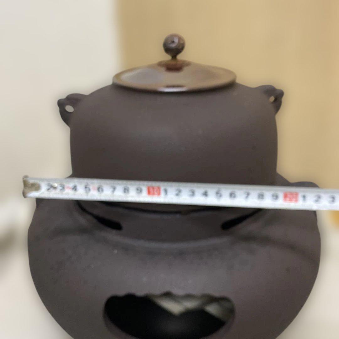 値下げ　美品　鬼面風炉　釜付　鉄風炉　練習用