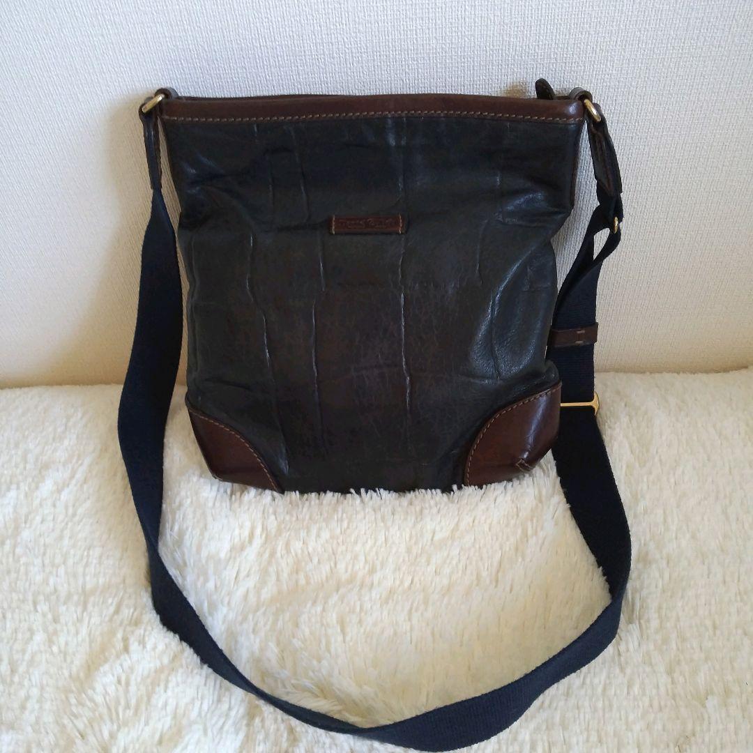 ダニエルアンドボブ　ショルダーバッグ レザー型押し 濃ネイビー