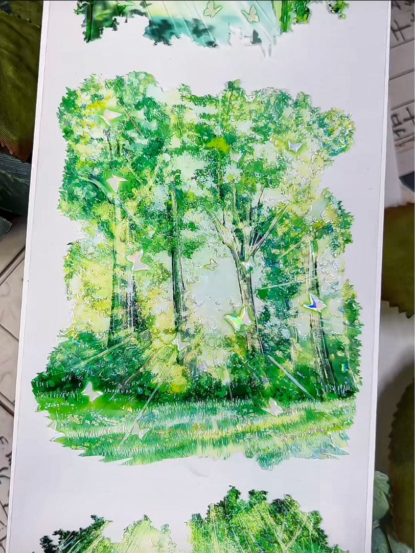 【8897】海外　マステ　2.4/4.8/巻貝殻光マスキングテープ森林　自然景色