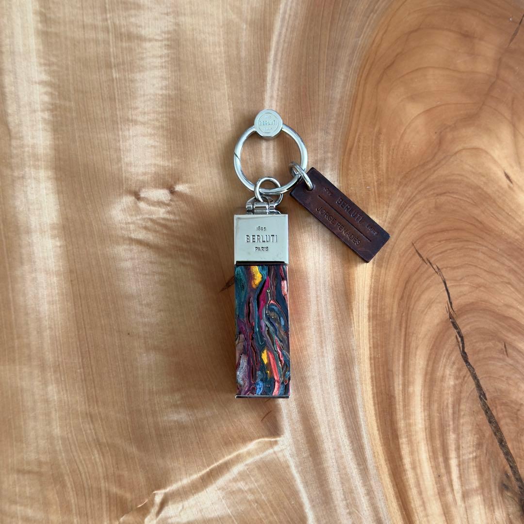 限定 14万円 ベルルッティ マルチカラーパティーヌレザー圧縮キーホルダー