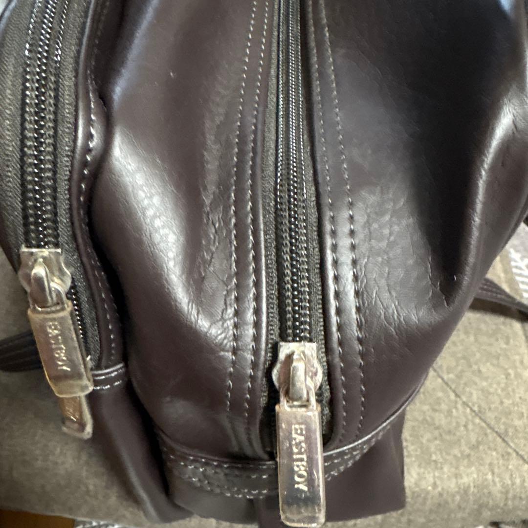 EASTBOY スクールバッグ ブラウン　 薄いピンク女神刺繍ロゴ　限定カラー