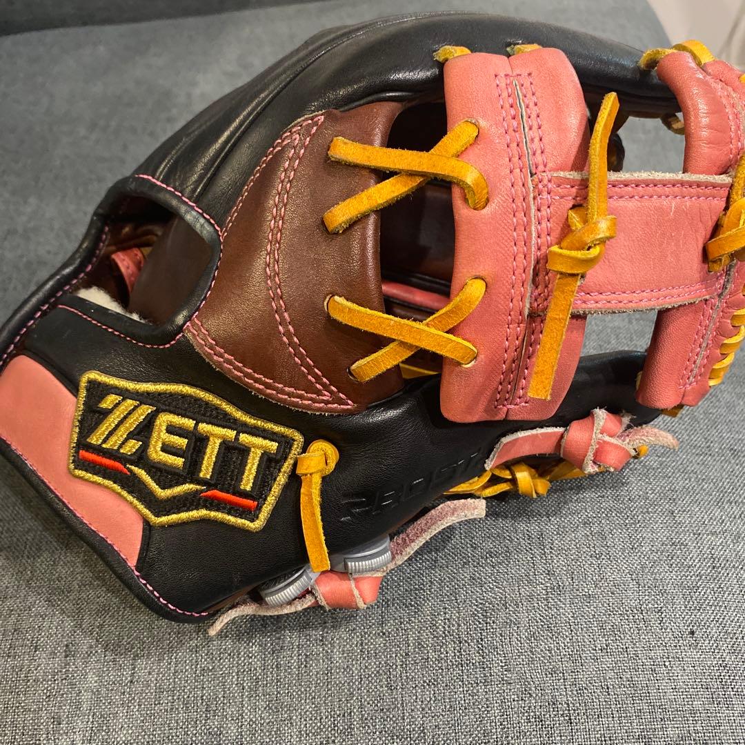 ETT 野球グローブ 黒/ピンク/黄