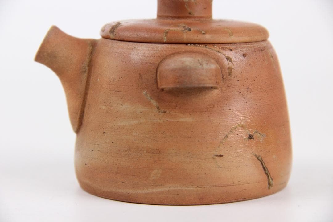 南山焼 柳仙造 朱泥焼締急須 宝瓶　手作り茶日本陶芸 煎茶道具 　EL11-18