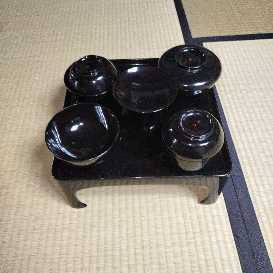 輪島塗の黒塗りの御前5セット