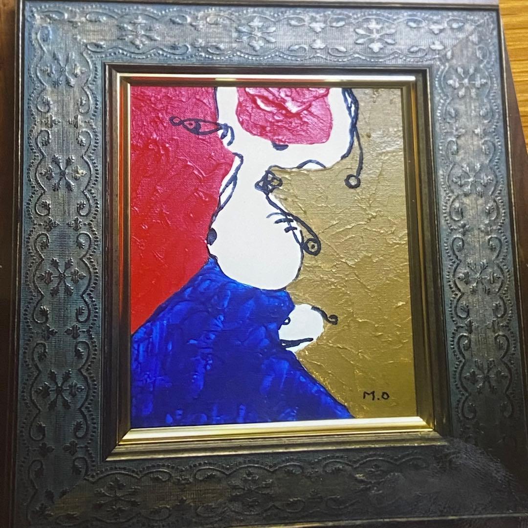 逆立ちをする人　絵画　額縁入り　M.Onishi