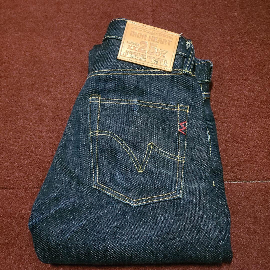 濃紺美品アインハート25oz28インチ革パッチ隠しリベットチェーンステッチ