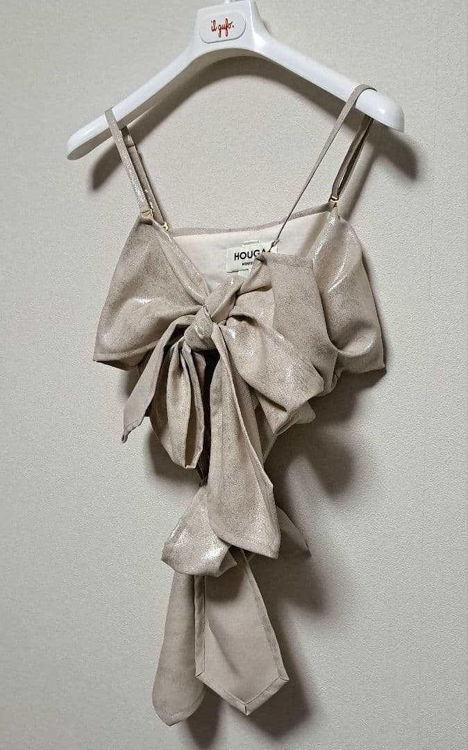 【美品】HOUGA　キャミソール　sandyシリーズ　リボン　ベージュ　ホウガ