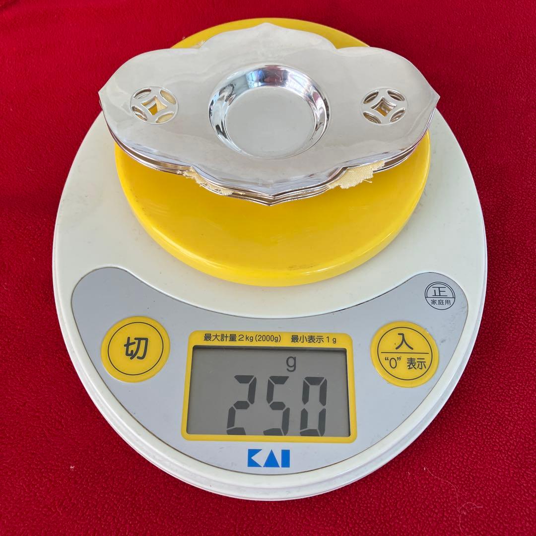 純銀　茶托　木瓜型　七宝透　5客セット　250g 隆昌　刻印　未使用　共箱