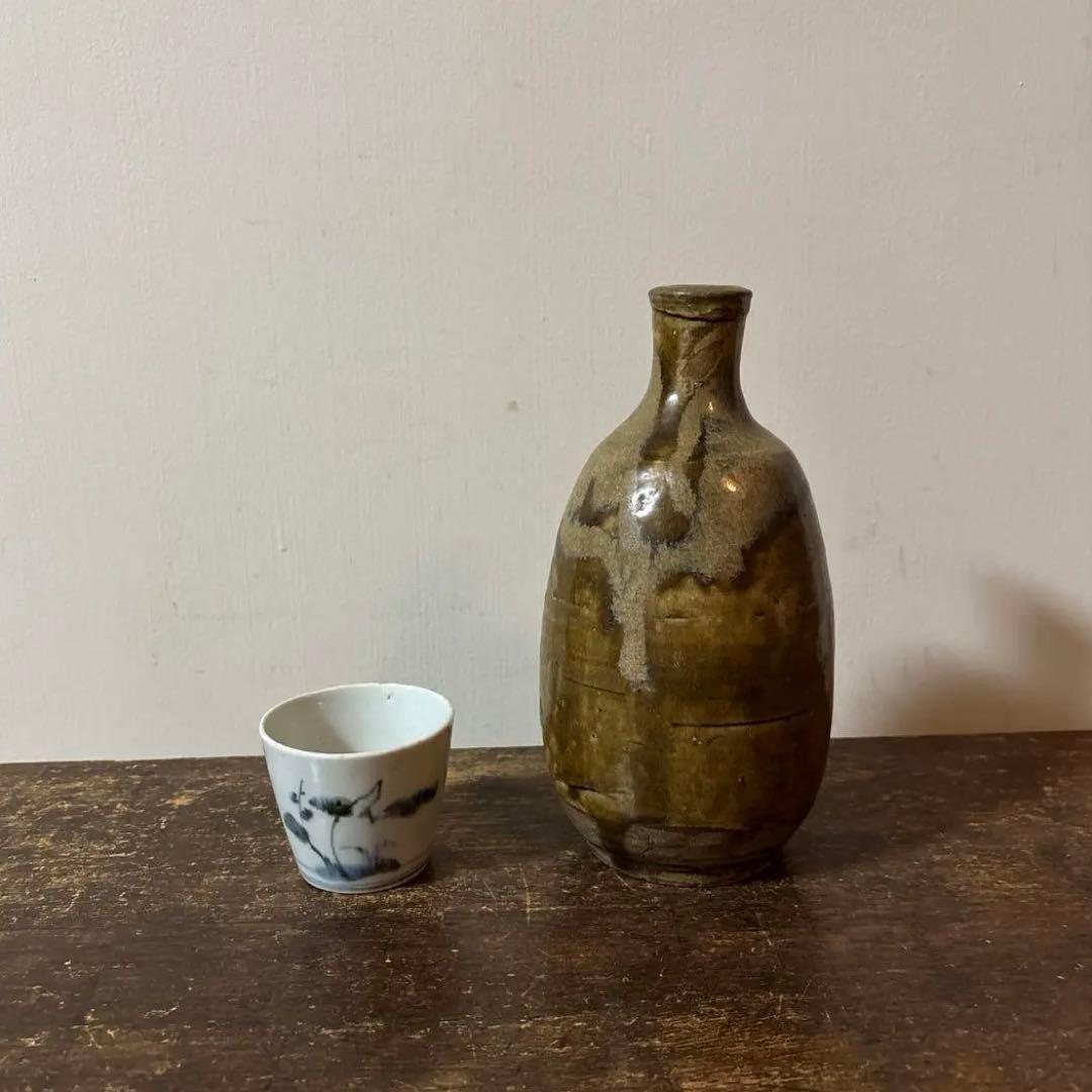 古い美濃　瀬戸徳利　江戸　明治　花入　酒器　アンティーク　古道具　花器　李朝