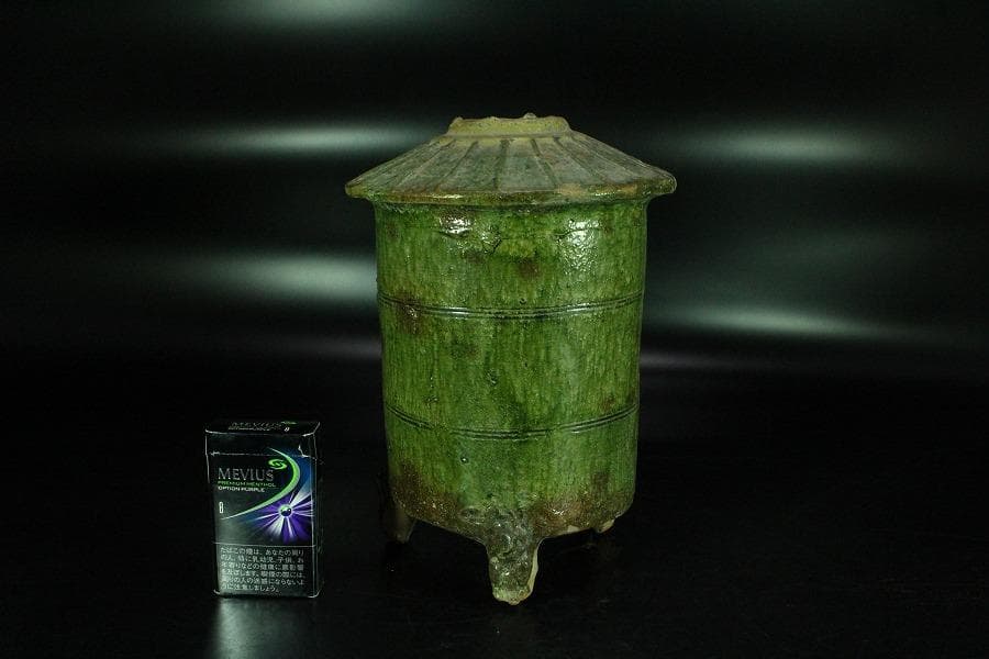 中国美術 緑釉 菌 後漢 時代物(K-A357)