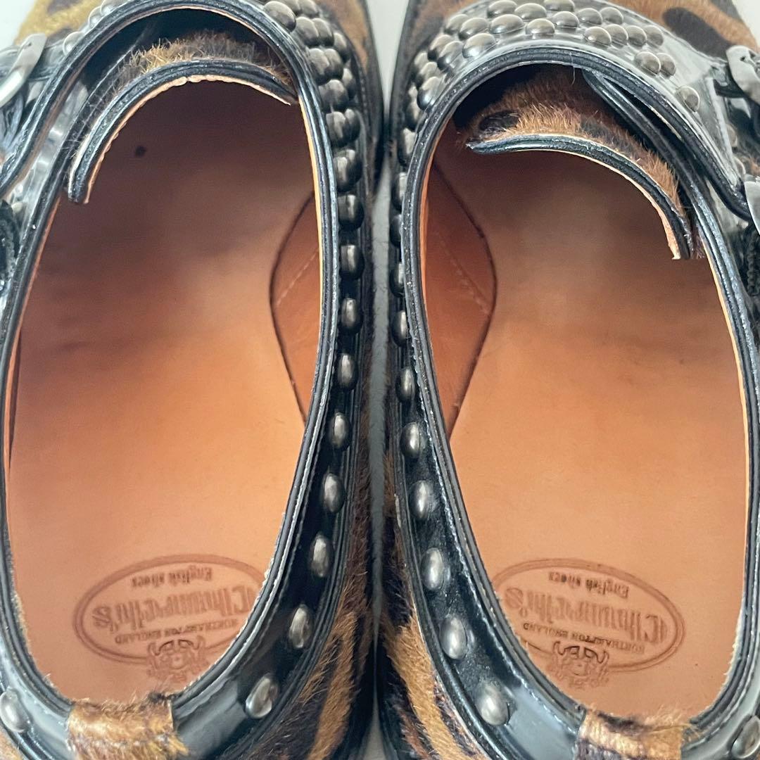 あい⭐︎Church’s レオパード柄 ハラコ スタッズ ダブルモンク