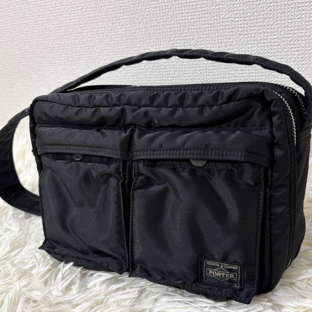 【美品】 PORTER ポーター タンカー ショルダーバッグ 2層 ブラック