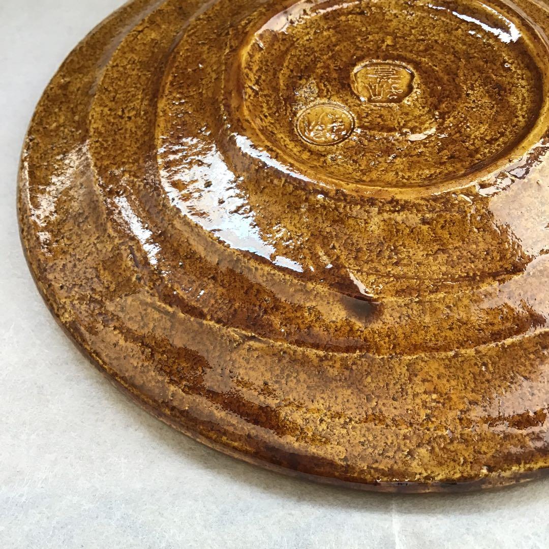 茶道具　飴釉　菓子器　楽焼菓子皿　孤葊(こあん)造　紙箱　S151KZ