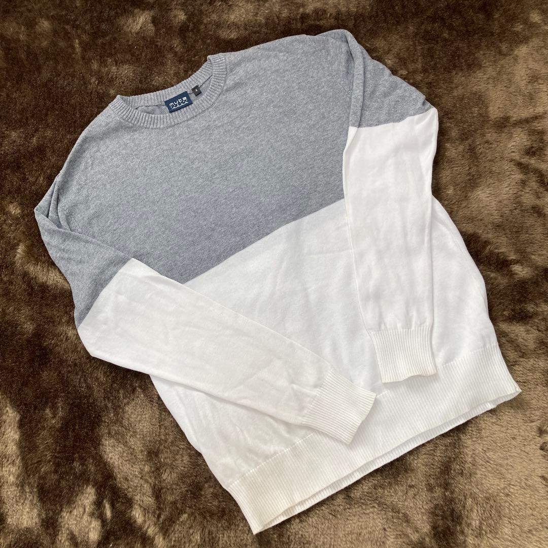 ムータマリン Uネックセーター ゴルフニット バイカラー　サイズ4