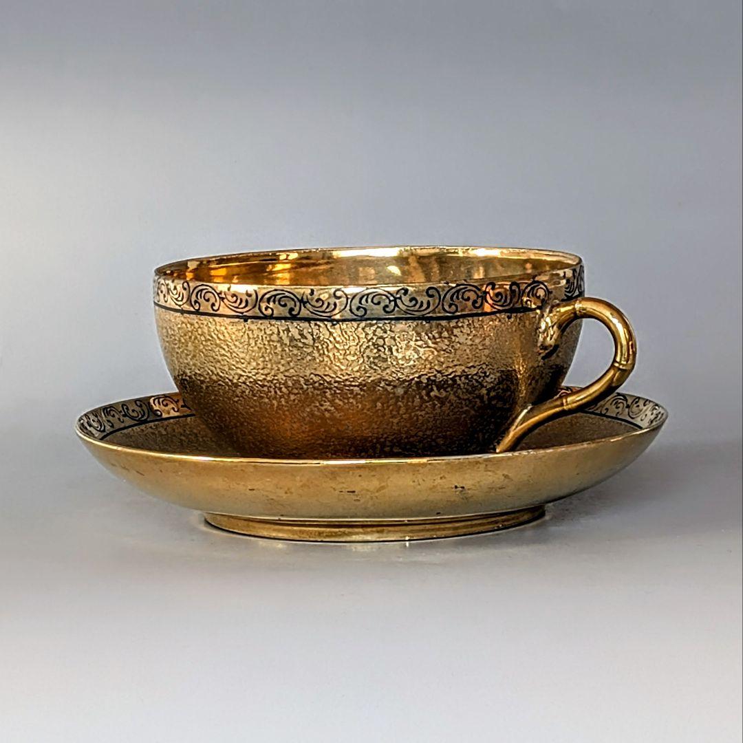 オールドニッポン 大銘品! 金彩エッチング クサラシ技法 カップ＆ソーサー