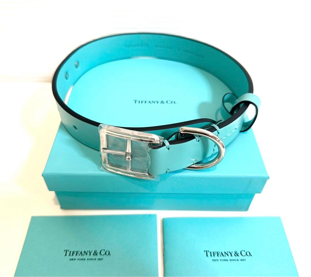 未使用品 Lサイズ⭐️Tiffany ティファニーレザー 犬首輪ドッグカラーペット
