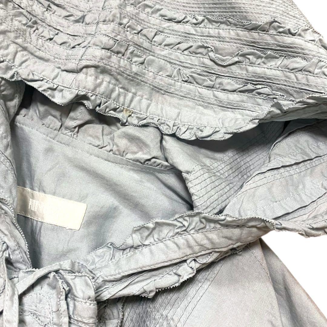 ピンクハウス　オーバーブラウス　ピコフリル　リボン　ピンタック　フード付き